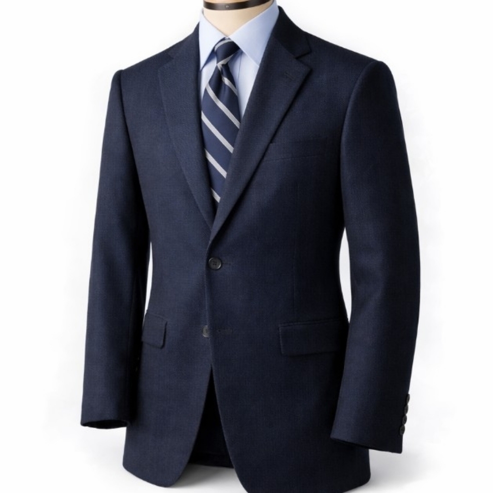 Chaps Ralph Lauren Black Merino Silk Cashmere Blazer 44R Classic Tailored